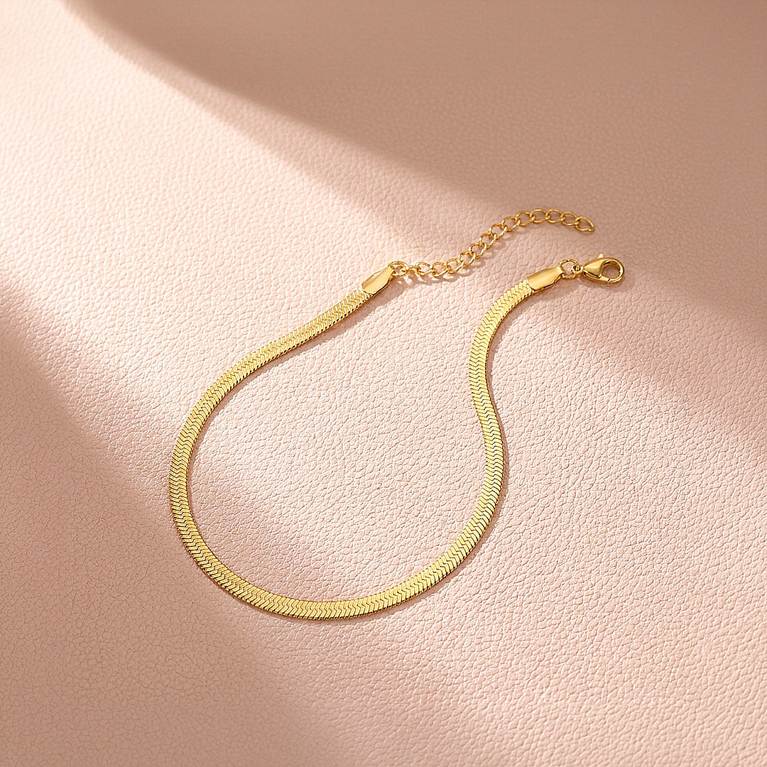 Flat Herringbone Snake Chain | Anklet | Luxe9231