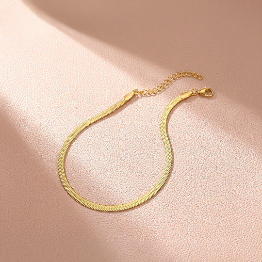 Flat Herringbone Snake Chain | Anklet | Luxe9231