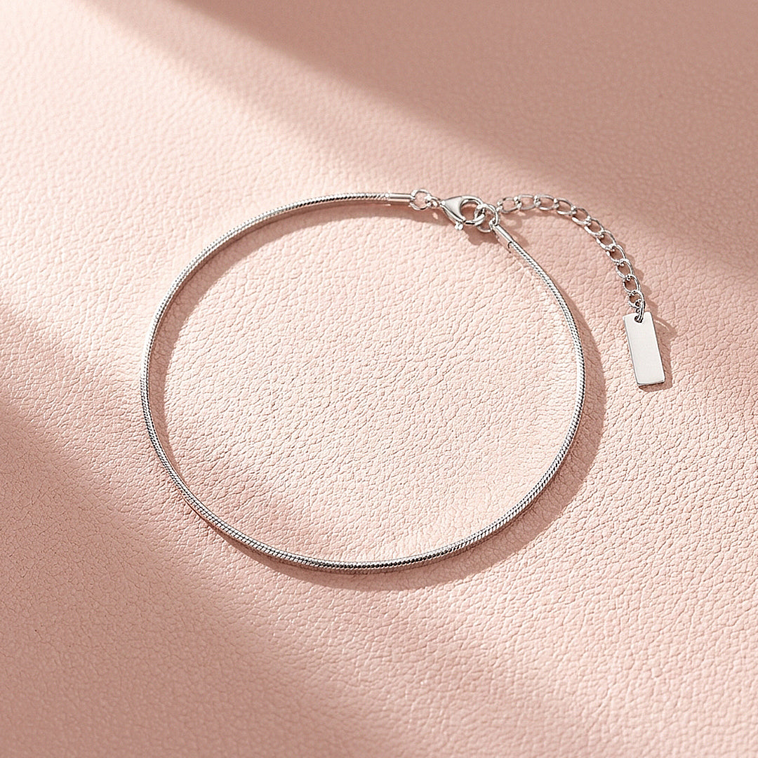 Flat Herringbone &amp; Rectangle Tag | Anklet | Luxe9250