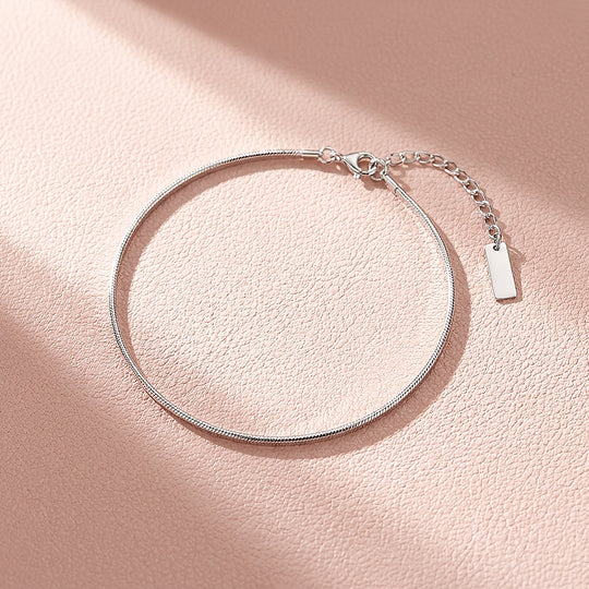 Flat Herringbone &amp; Rectangle Tag | Anklet | Luxe9250