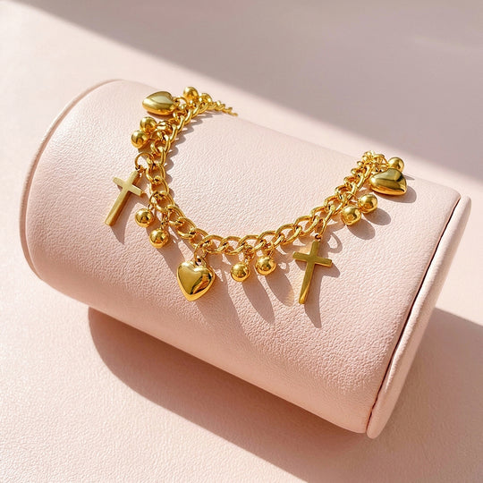 Faith &amp; Love Cross Heart Charm | Anklet | Luxe9256
