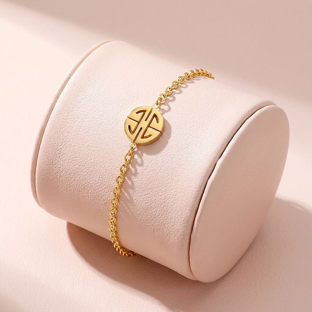 Minimalist "Xiao Fu" Good Fortune Medallion | Anklet | Luxe9260
