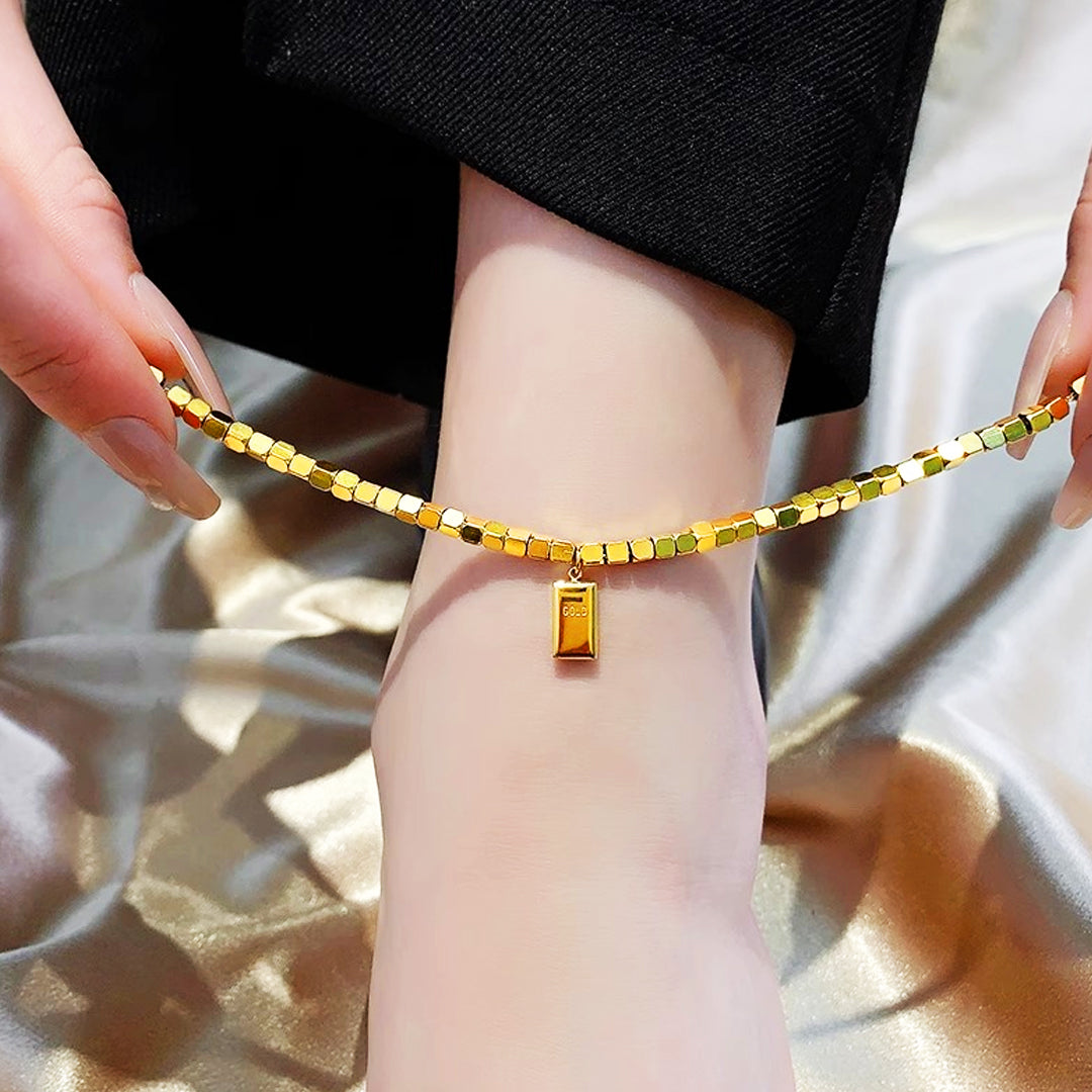 Luxe9262 Gold Bar Anklet