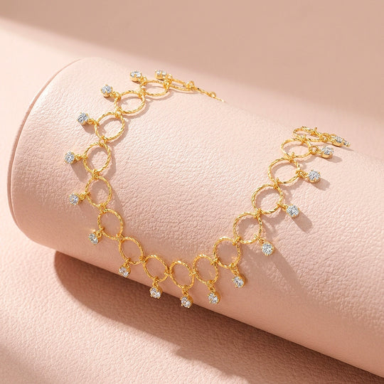 Geometric Ring &amp; Rhombus Sparkle Drop | Anklet | Luxe9281