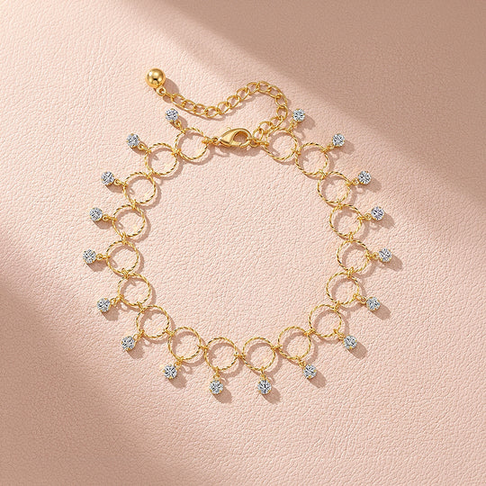Geometric Ring &amp; Rhombus Sparkle Drop | Anklet | Luxe9281