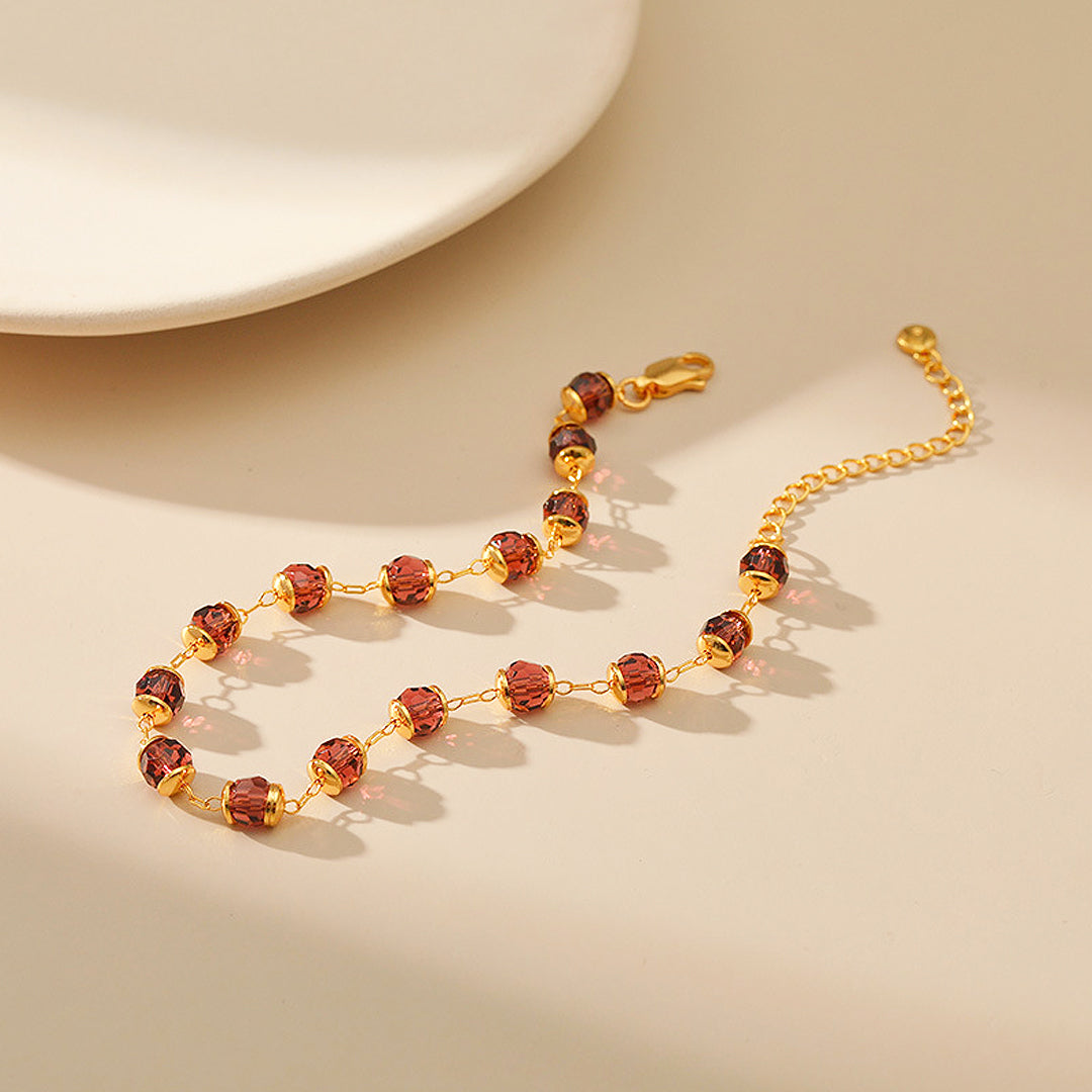 Faceted Garnet Red Glass Bead | Anklet | Luxe9282