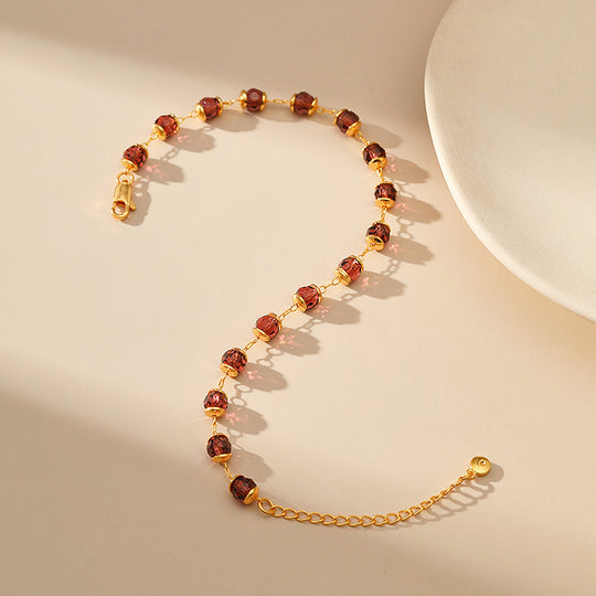 Faceted Garnet Red Glass Bead | Anklet | Luxe9282
