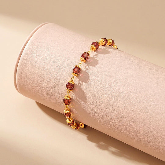 Faceted Garnet Red Glass Bead | Anklet | Luxe9282