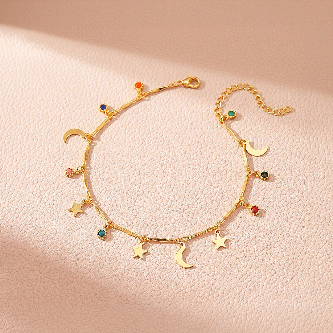 Celestial Sun, Moon &amp; Star Charms | Anklet | Luxe9284