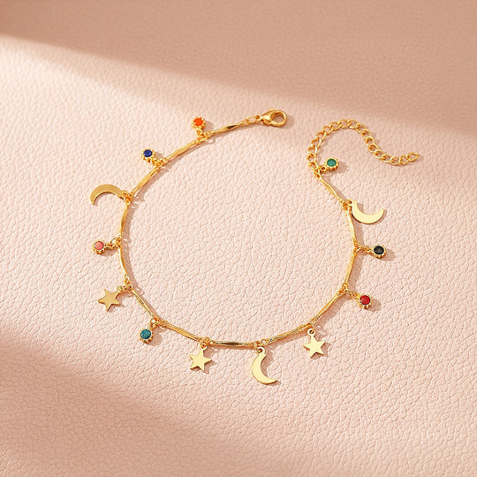 Celestial Sun, Moon &amp; Star Charms | Anklet | Luxe9284