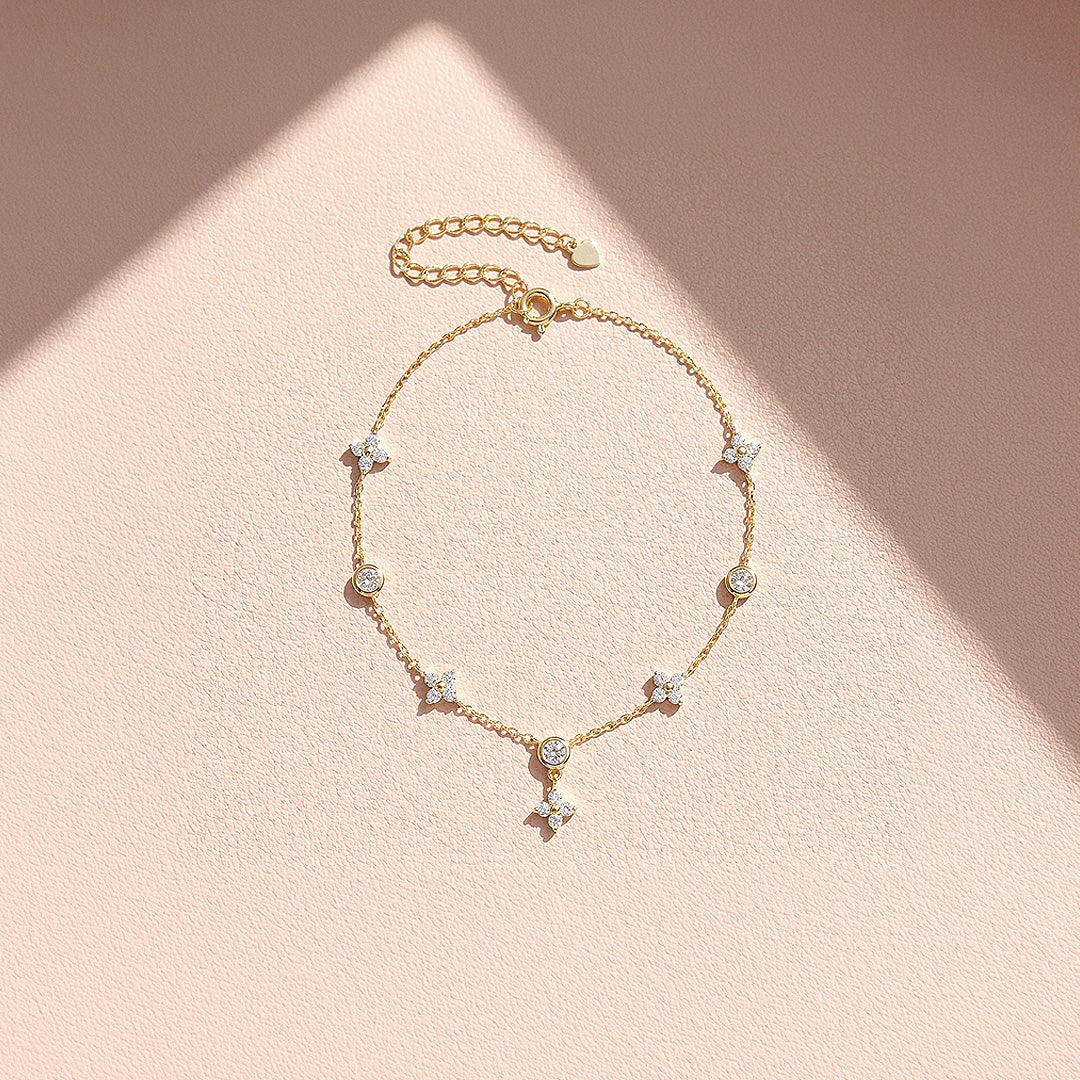 Clover &amp; Bezel Stone Station | Anklet | Luxe9287