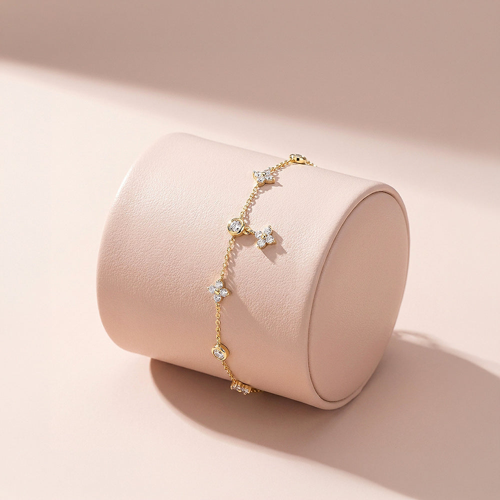 Clover & Bezel Stone Station | Anklet | Luxe9287