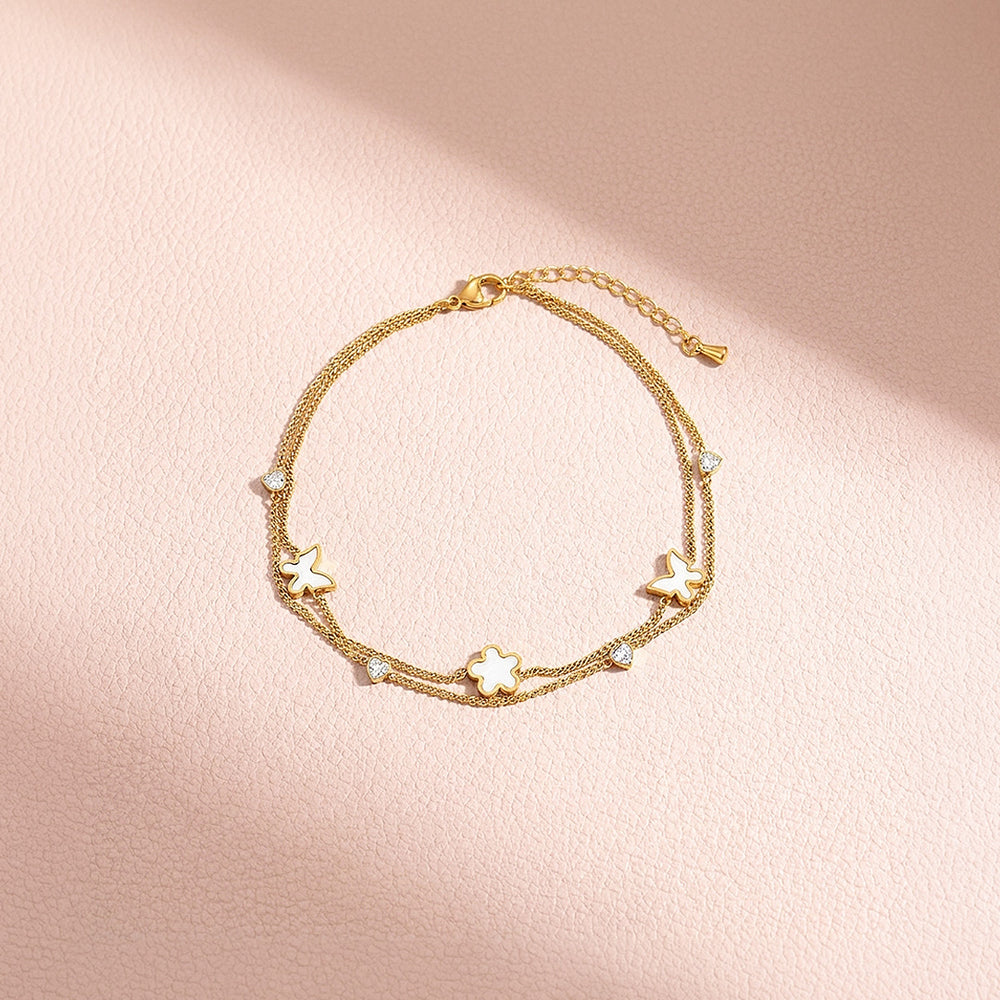 Double-Layer Butterfly & Floral | Anklet | Luxe9288