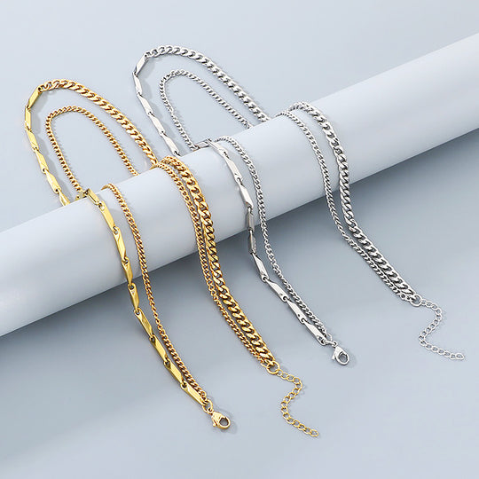 Layered Bar &amp; Cuban Link | Men&