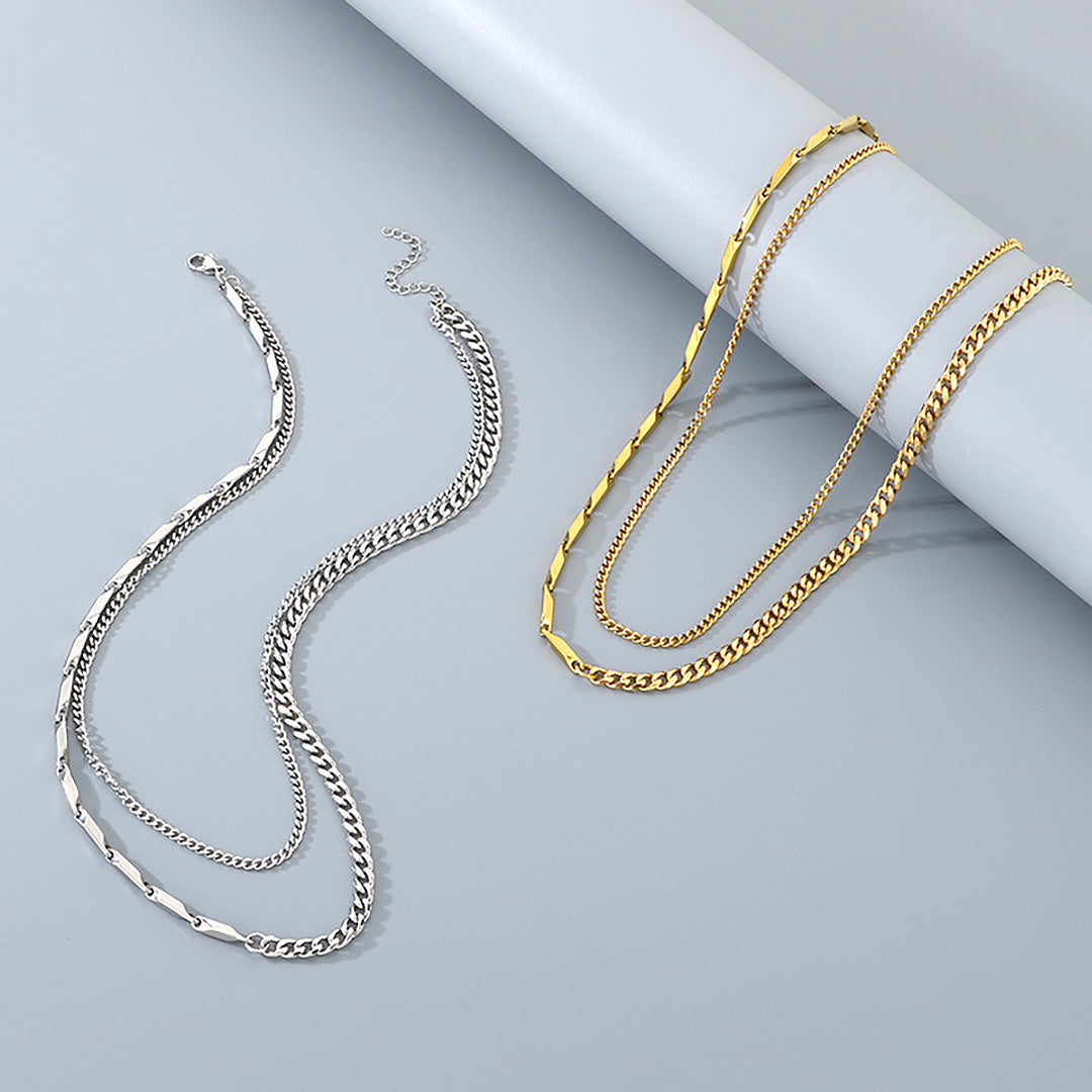 Layered Bar &amp; Cuban Link | Men&
