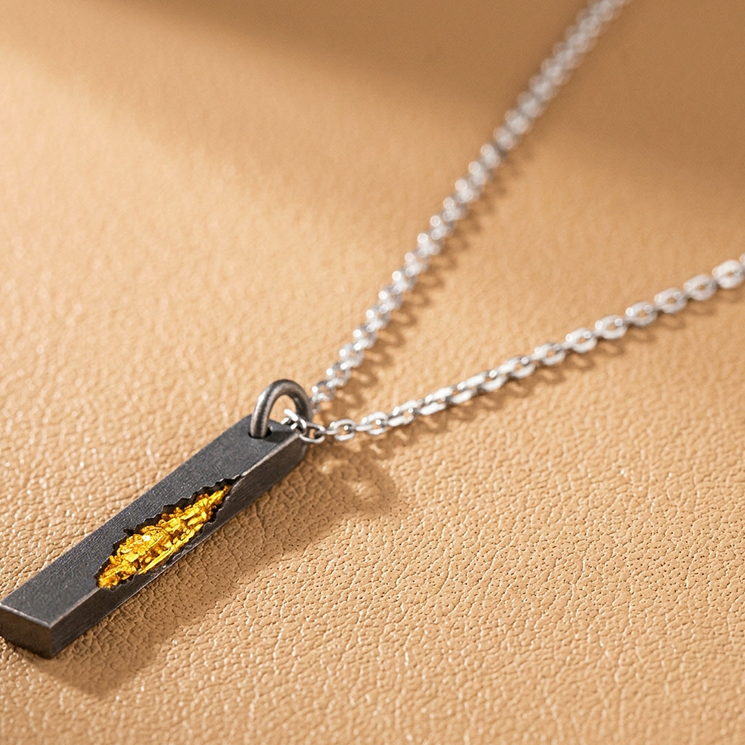 Gold Vein Bar Pendant | Men&