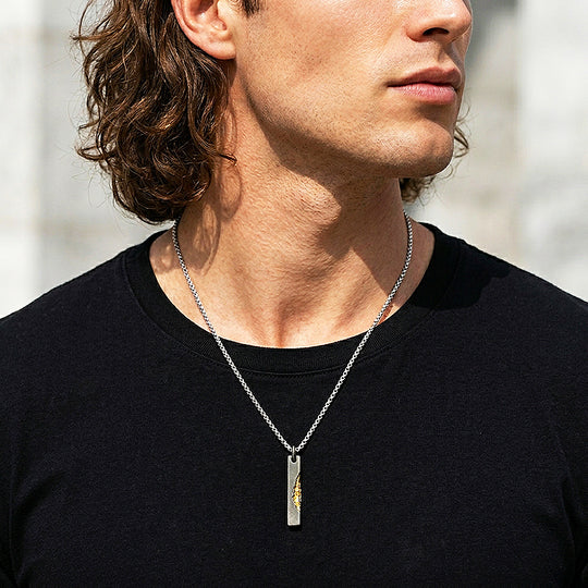 Gold Vein Bar Pendant | Men&