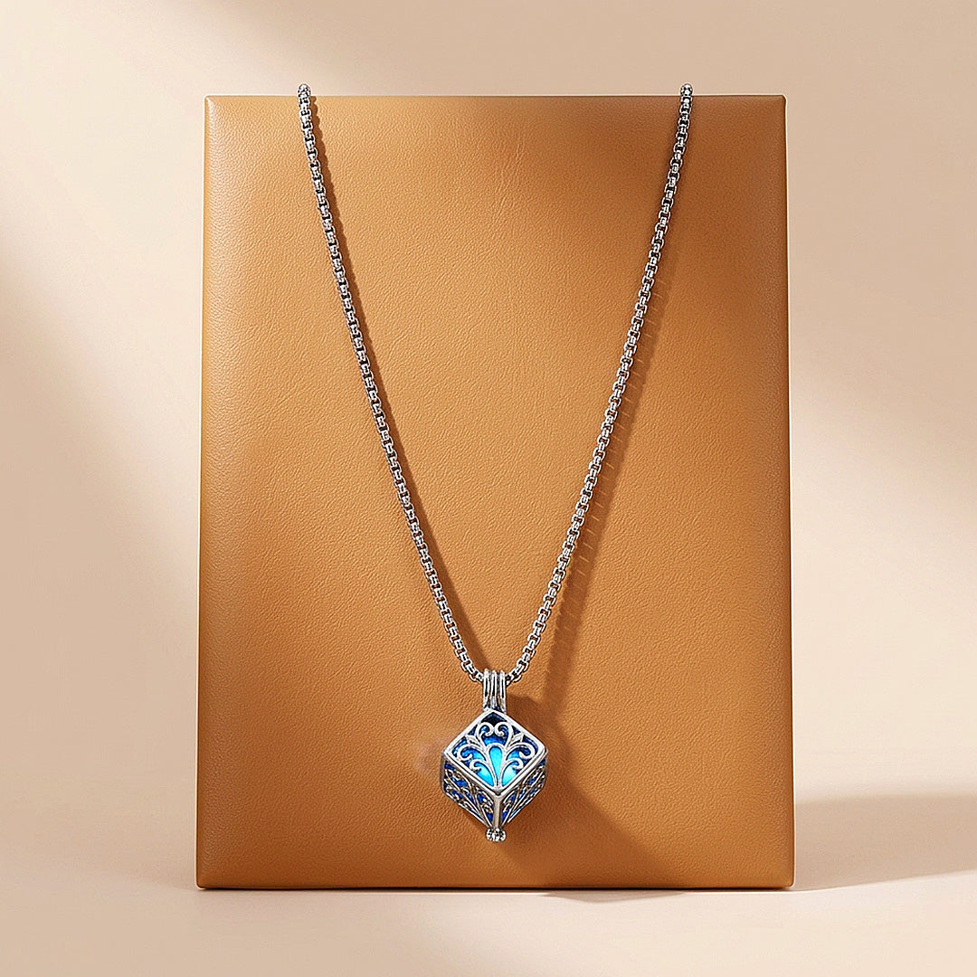 Glow in the Dark Filigree Cube Pendant | Men&