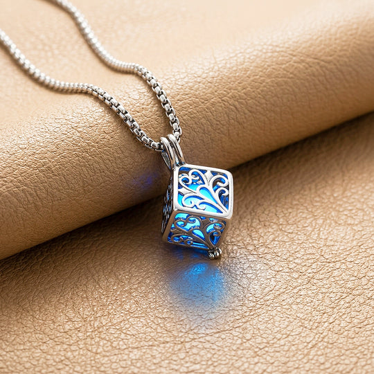 Glow in the Dark Filigree Cube Pendant | Men&
