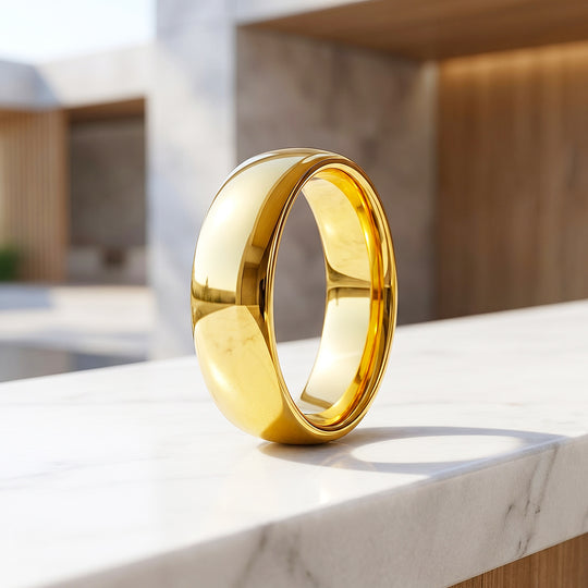 Midas Touch | High Polish Gold Domed Tungsten Carbide Ring