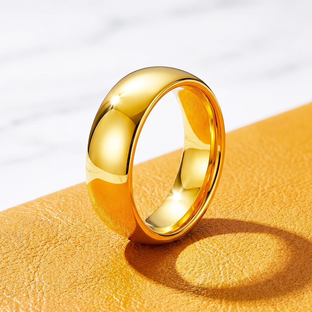 Midas Touch | High Polish Gold Domed Tungsten Carbide Ring