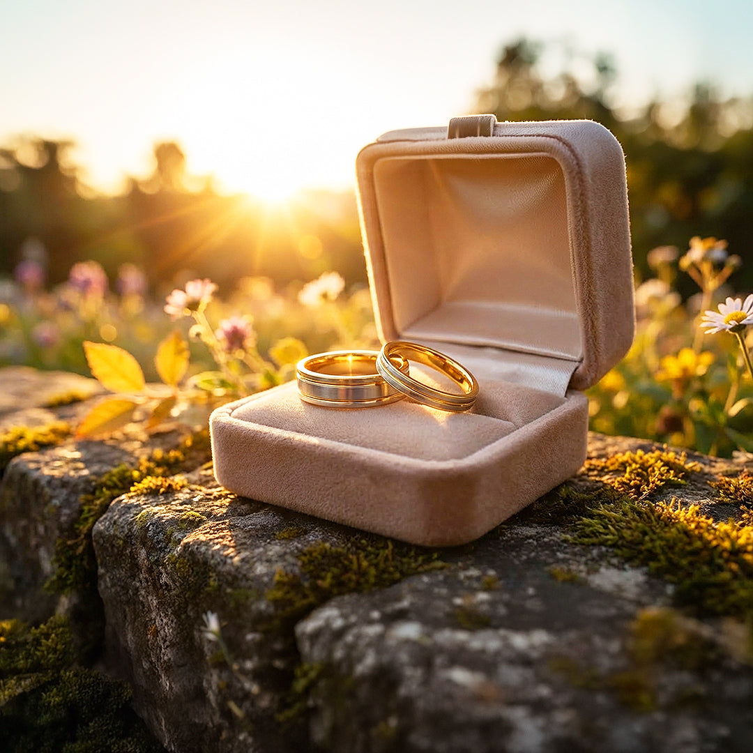 Mintage | Tungsten Couple Rings | Gold &amp; Silver Wedding Bands - Ring | Singapore Jewellery, Wedding Rings &amp; Gifts | Same Day Delivery | Tiara.com.sg