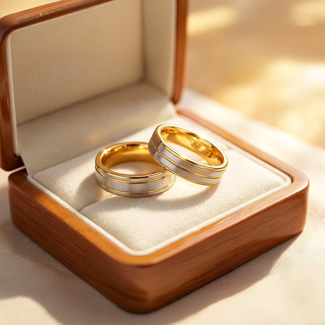 Mintage | Tungsten Couple Rings | Gold &amp; Silver Wedding Bands - Ring | Singapore Jewellery, Wedding Rings &amp; Gifts | Same Day Delivery | Tiara.com.sg