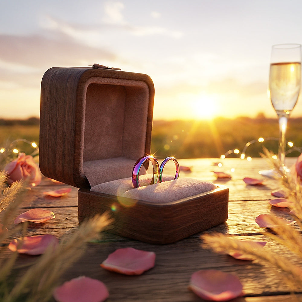 Northen Lights | Tungsten Couple Rings | Multicolour Wedding Bands - Ring | Singapore Jewellery, Wedding Rings & Gifts | Same Day Delivery | Tiara.com.sg