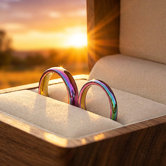 Northen Lights | Tungsten Couple Rings | Multicolour Wedding Bands - Ring | Singapore Jewellery, Wedding Rings &amp; Gifts | Same Day Delivery | Tiara.com.sg