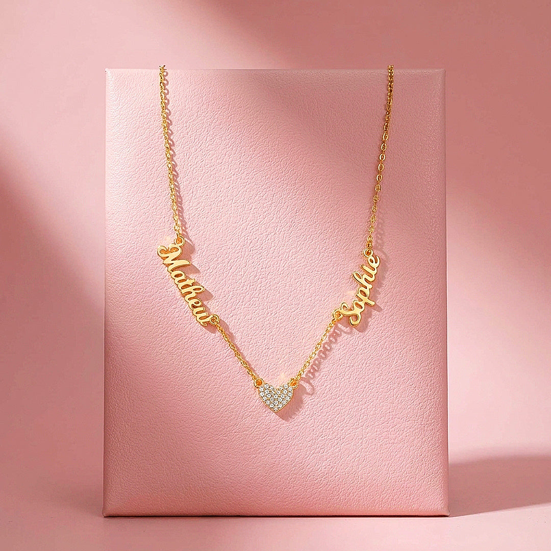 Double Name Heart Necklace | Personalised Necklace | Nova1046