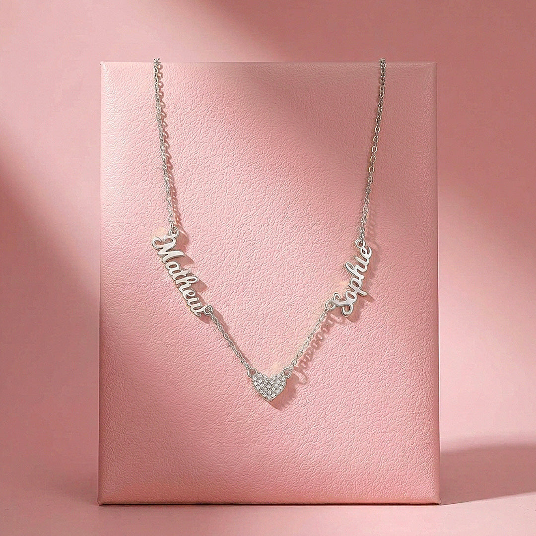 Double Name Heart Necklace | Personalised Necklace | Nova1046