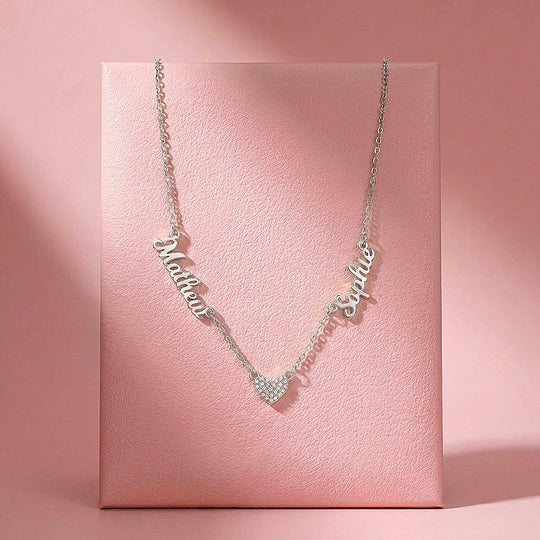 Double Name Heart Necklace | Personalised Necklace | Nova1046