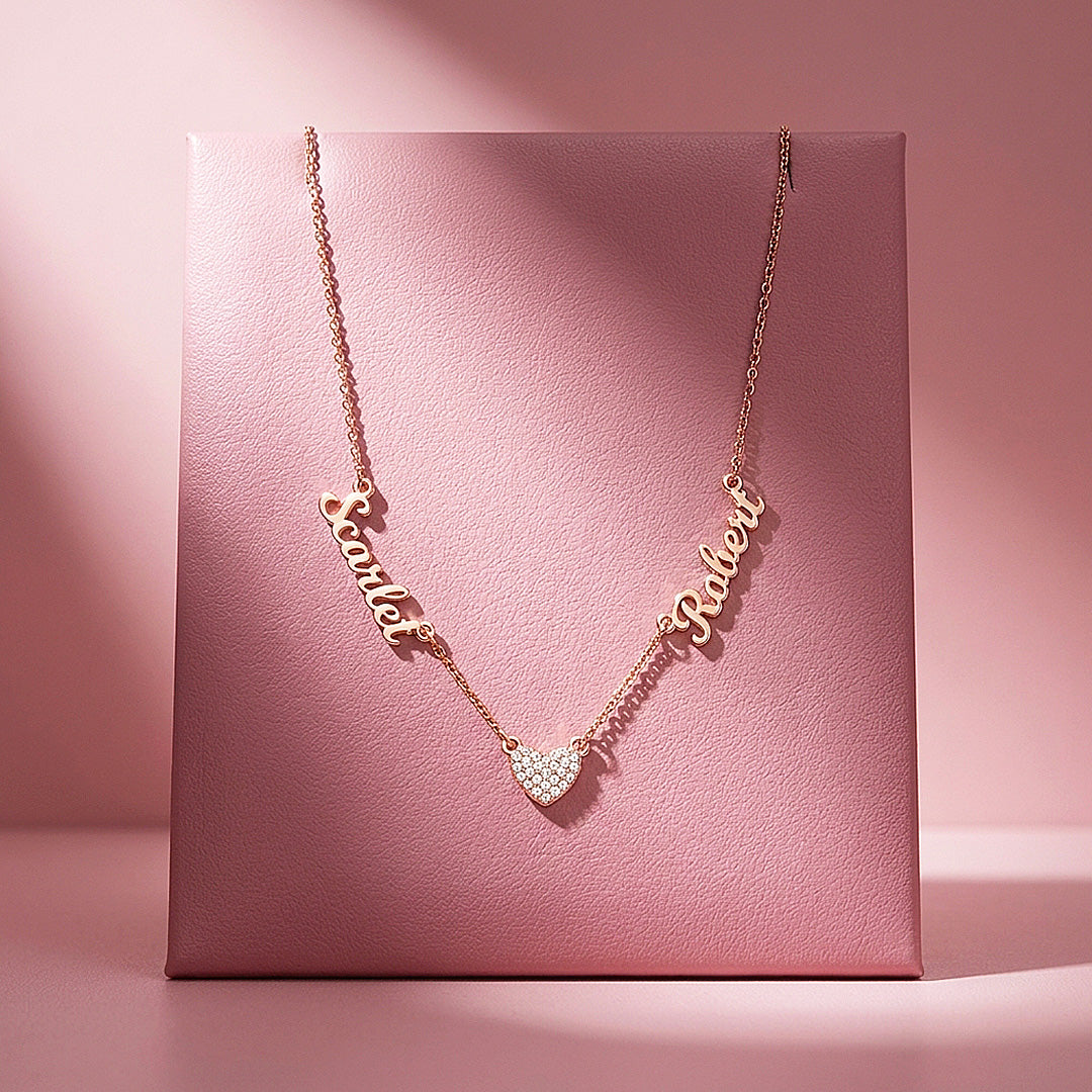 Double Name Heart Necklace | Personalised Necklace | Nova1046