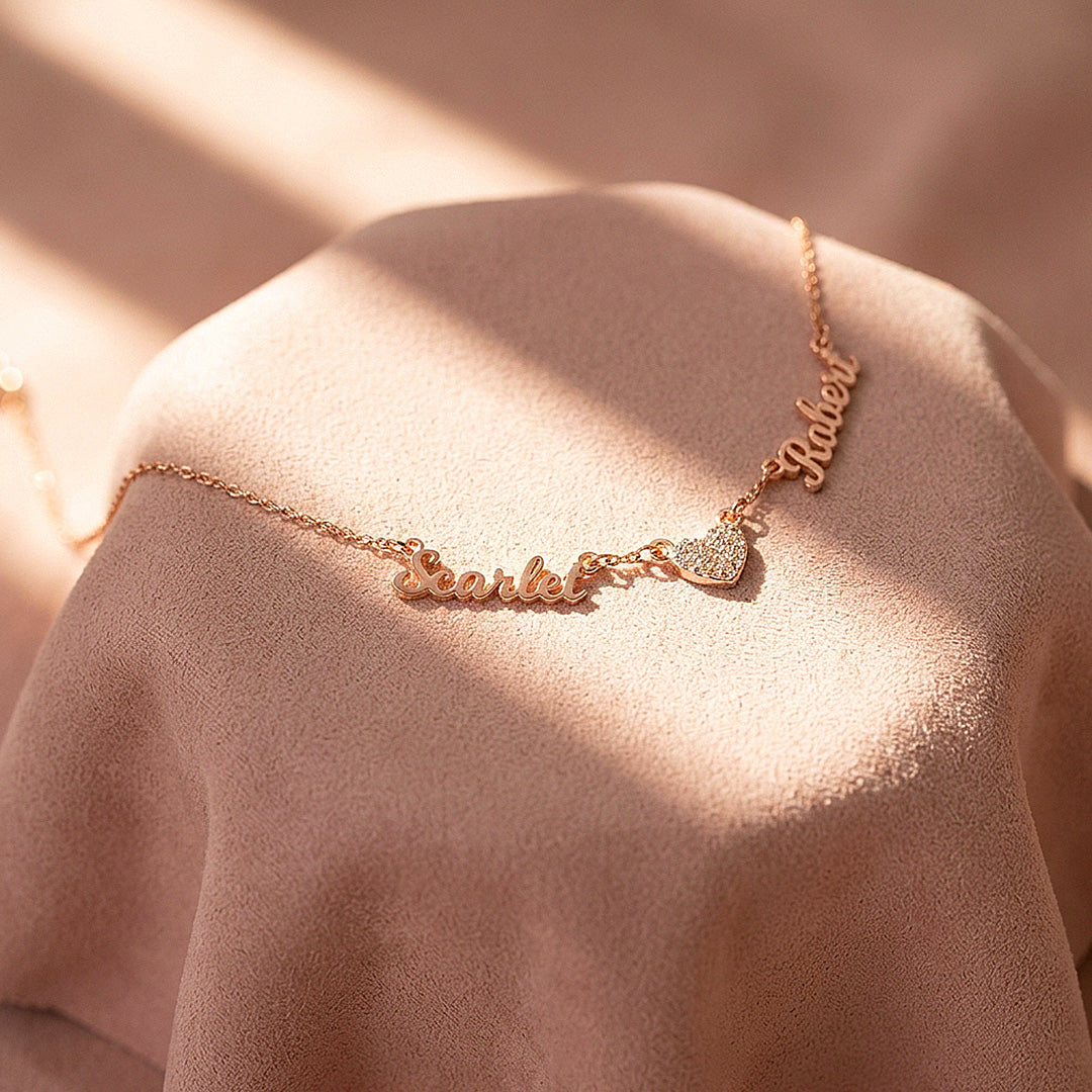 Double Name Heart Necklace | Personalised Necklace | Nova1046