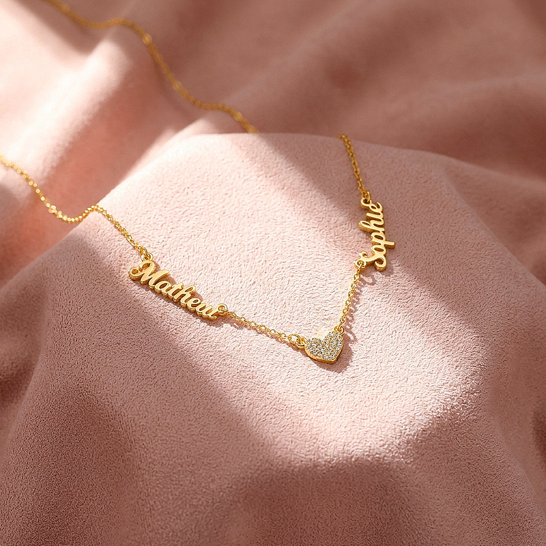 Double Name Heart Necklace | Personalised Necklace | Nova1046