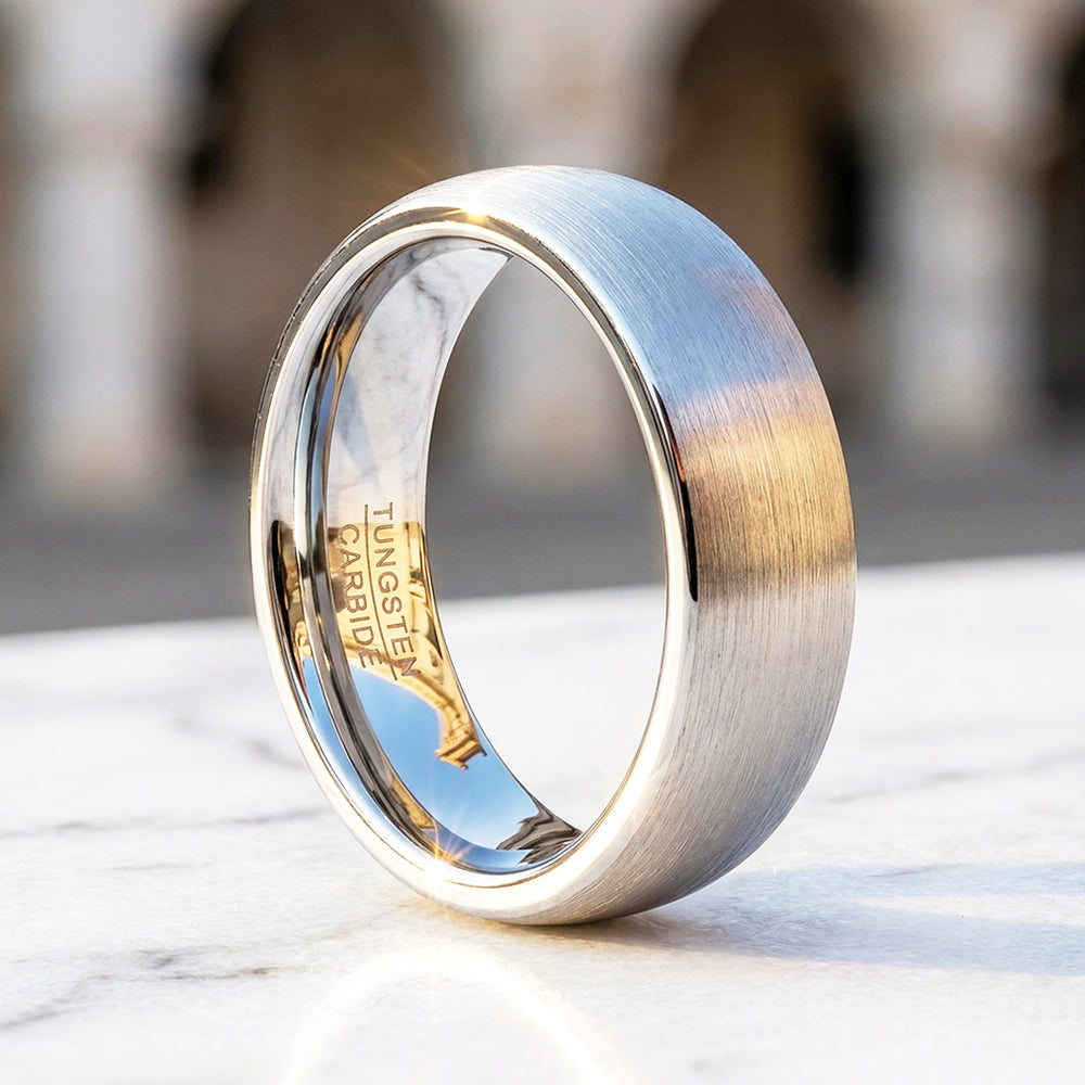 Opulent Brushed Domed Tungsten Carbide Ring - Ring | Singapore Jewellery, Wedding Rings & Gifts | Same Day Delivery | Tiara.com.sg