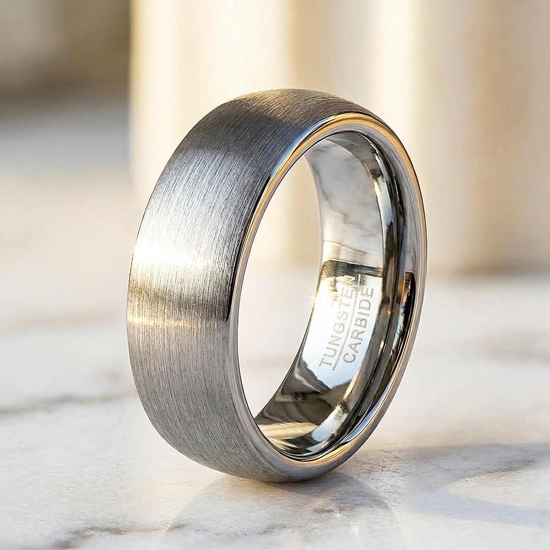 Opulent Brushed Domed Tungsten Carbide Ring - Ring | Singapore Jewellery, Wedding Rings & Gifts | Same Day Delivery | Tiara.com.sg
