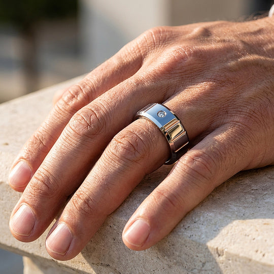 Orvion Rose Gold Solitaire Diamond Simulant Tungsten Carbide Ring - Ring | Singapore Jewellery, Wedding Rings &amp; Gifts | Same Day Delivery | Tiara.com.sg