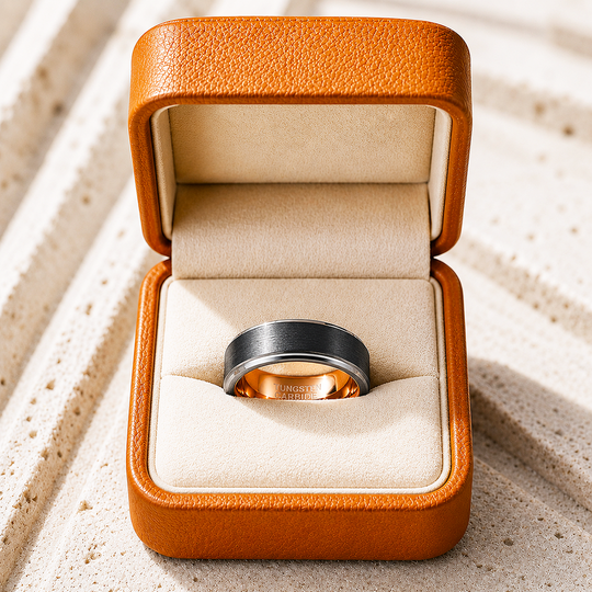 Paramour | Brushed Black Rose Gold Interior Tungsten Carbide Men&