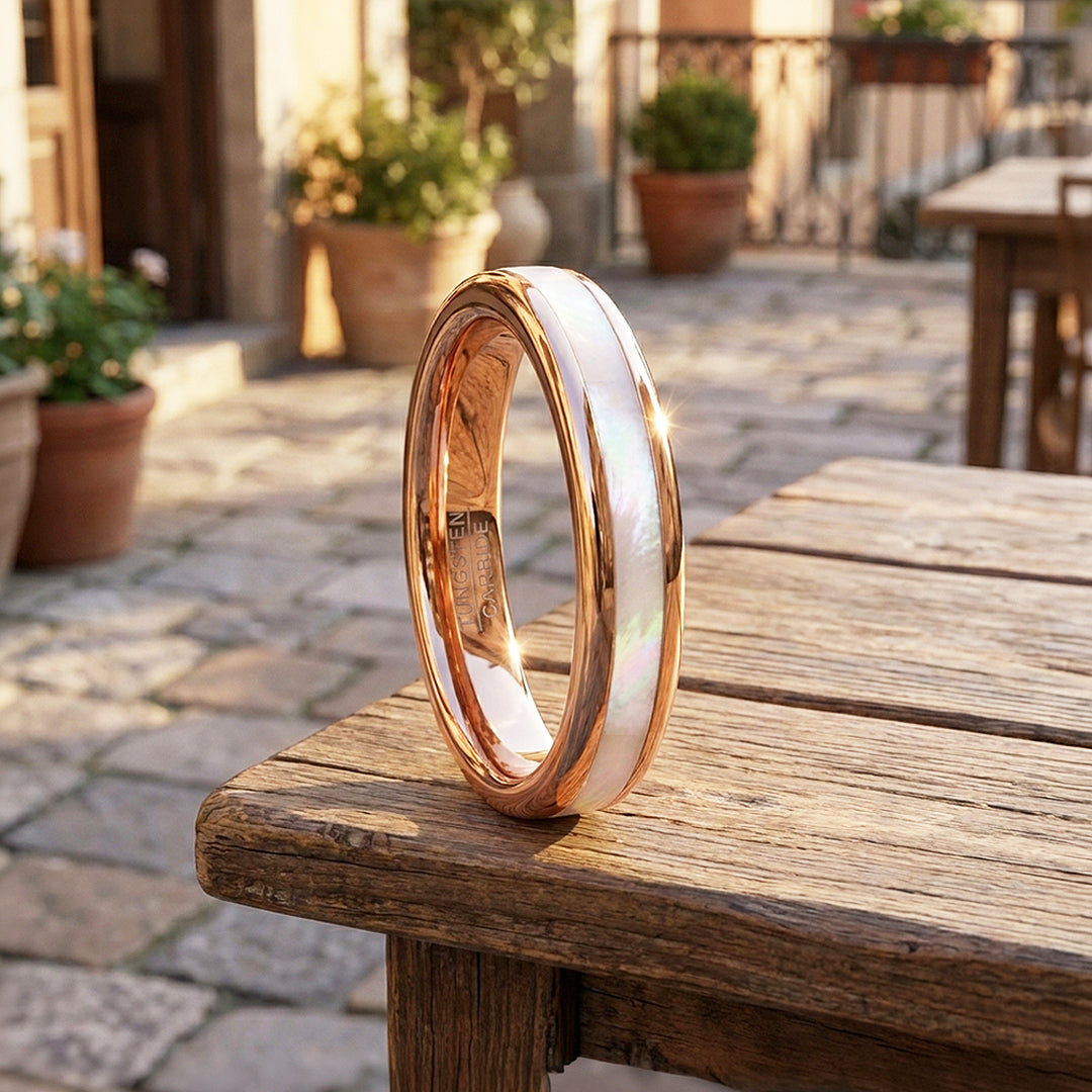 Pegacorn | Mother of Pearl Rose Gold Tungsten Carbide