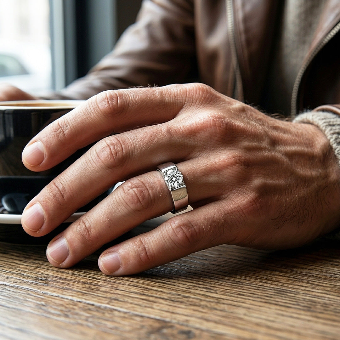Solitaire Moissanite Men Ring | 925 Sterling Silver | PRM1002