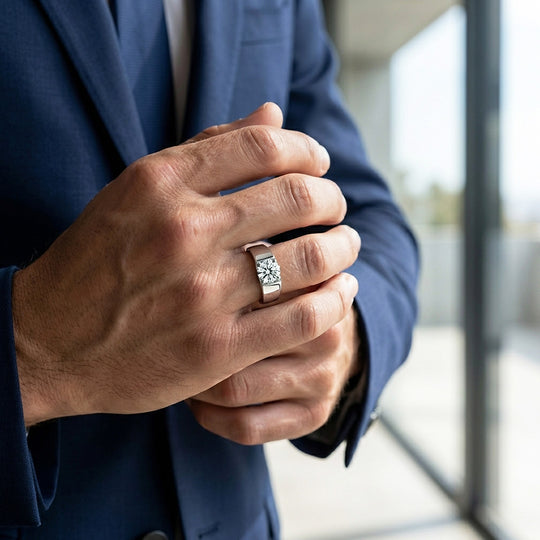 Solitaire Moissanite Men Ring | 925 Sterling Silver | PRM1002