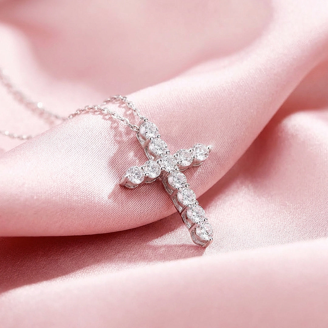 Classic Cross Moissanite Pendant Necklace | Prm2002