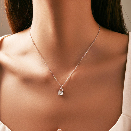 Prm2005: The Moissanite Lock of Love Necklace