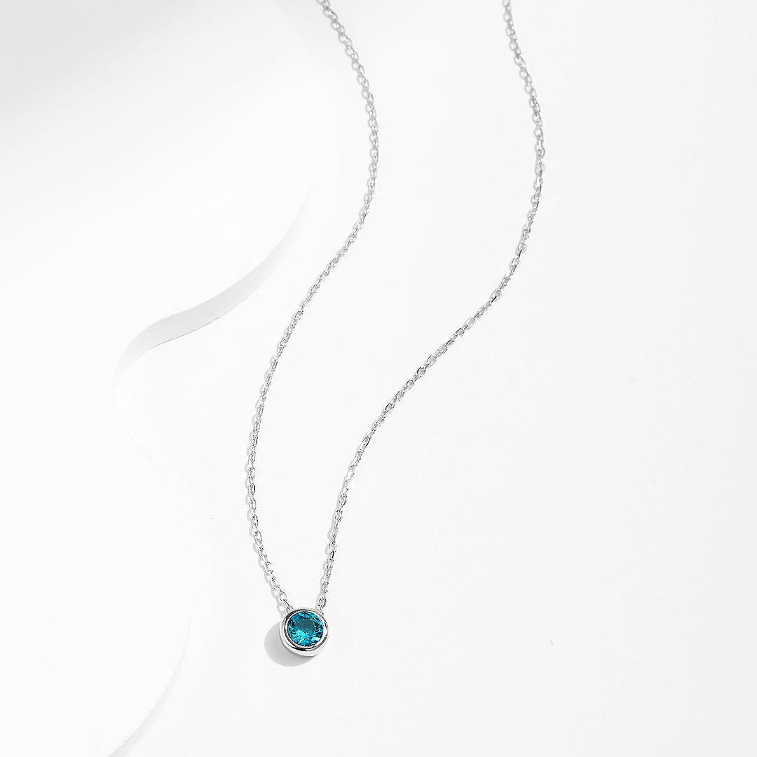 Prm2008: The Aqua Solitaire Bezel Necklace