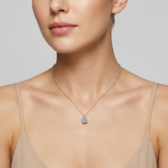 Round Brilliant Moissanite Solitaire Pendant Necklace | PRM2010