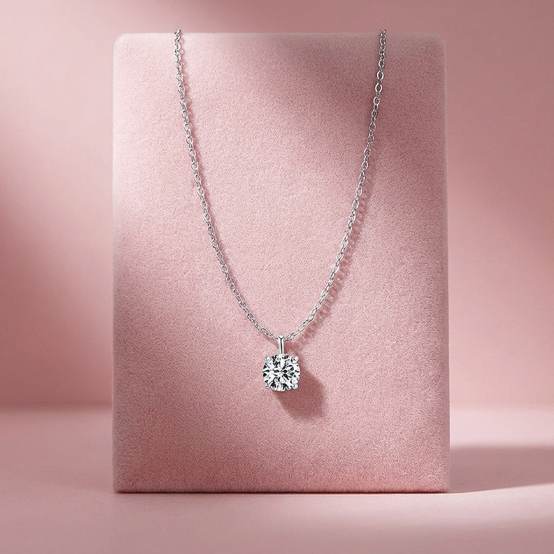 Round Brilliant Moissanite Solitaire Pendant Necklace | PRM2010