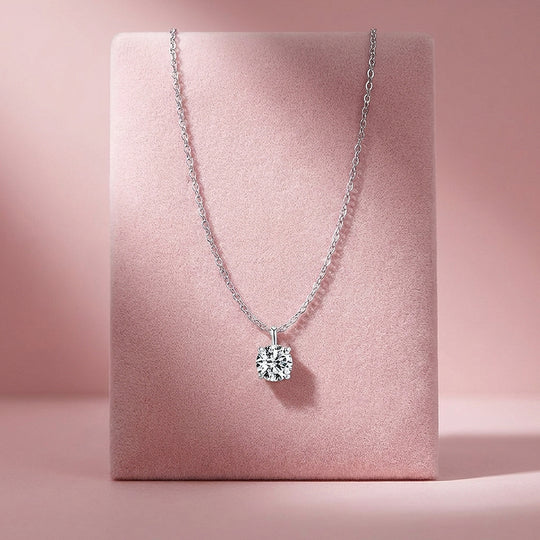Round Brilliant Moissanite Solitaire Pendant Necklace | PRM2010