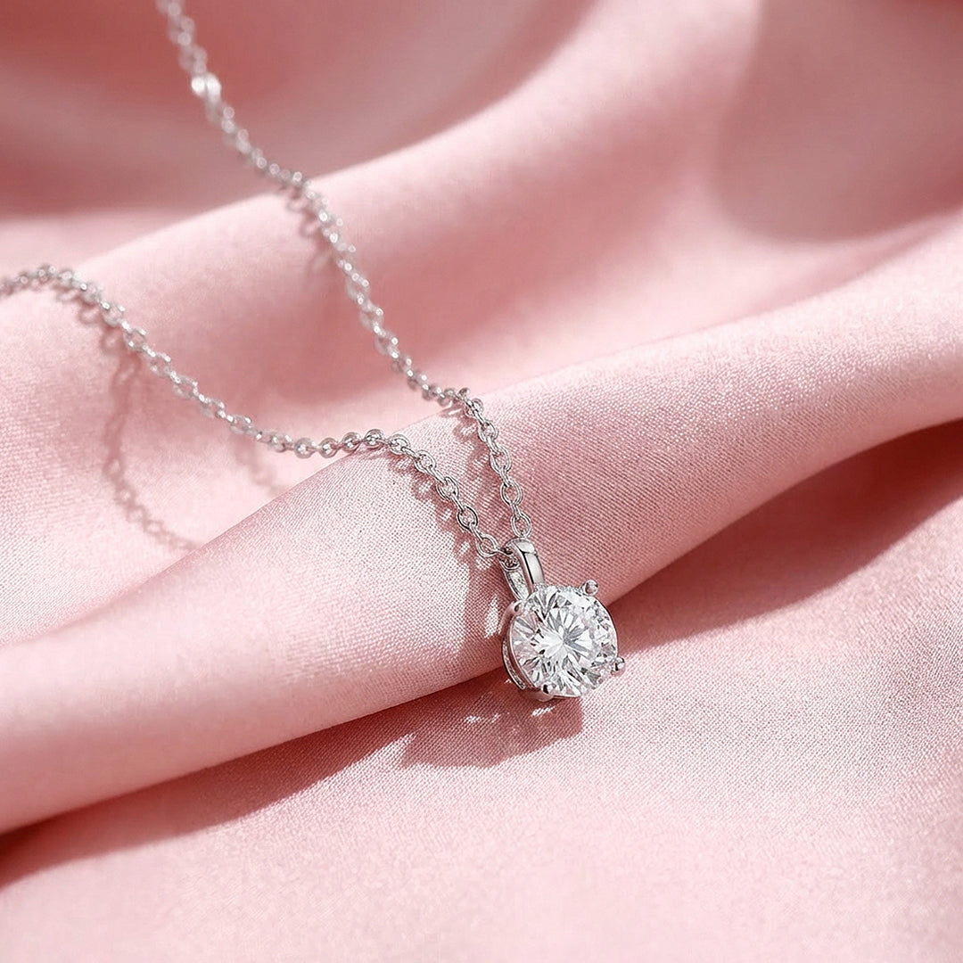 Round Brilliant Moissanite Solitaire Pendant Necklace | PRM2010