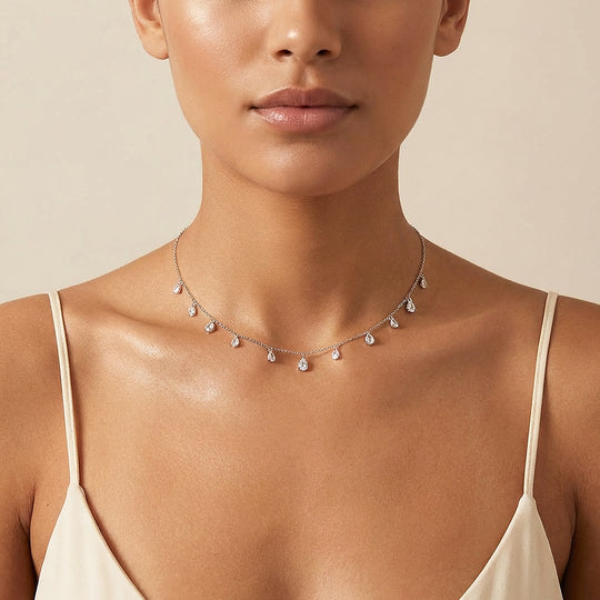 Teardrop Fringe Charm Necklace | Prm2011